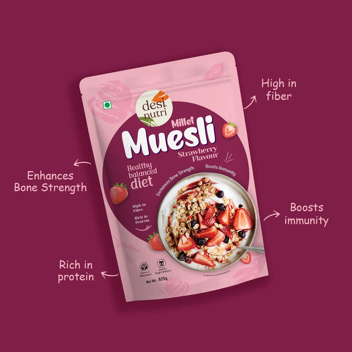 Millet Muesli Strawberry Flavour - 625g