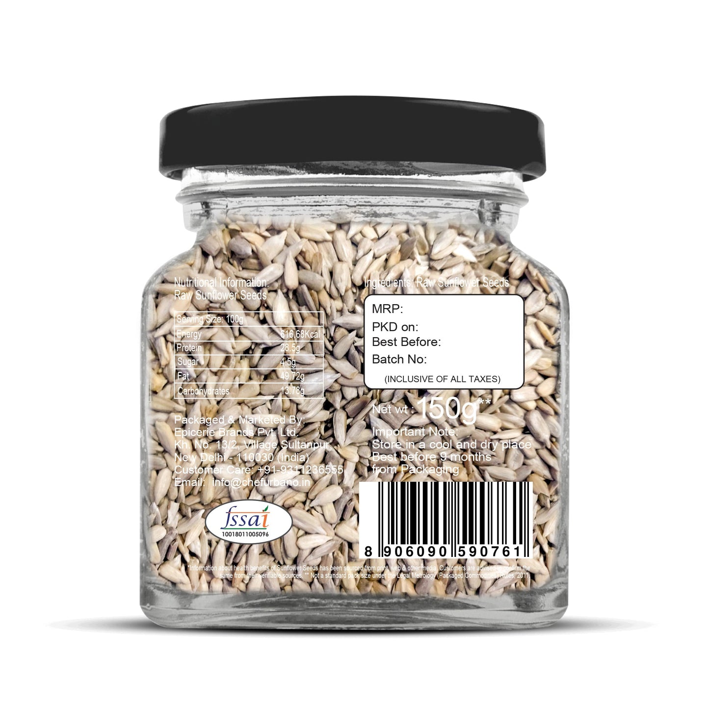 Chef Urbano Sunflower Seeds 150 Gms