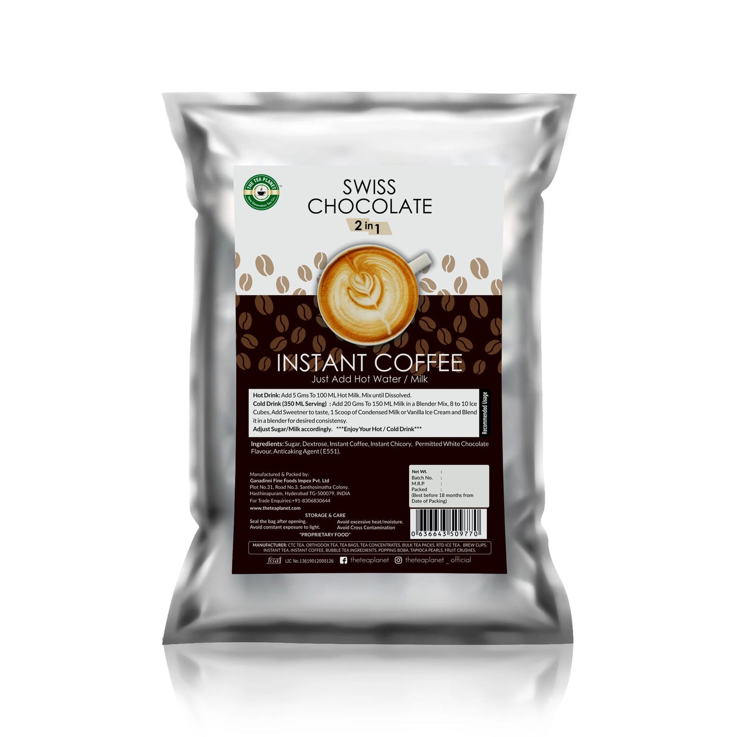 Swiss Chocolate Instant Coffee Premix (2 in 1) - 1kg