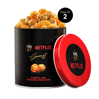 4700BC x Netflix, Gourmet, Cheese & Caramel Popcorn, Small Tin, 75g (Pack of 2)