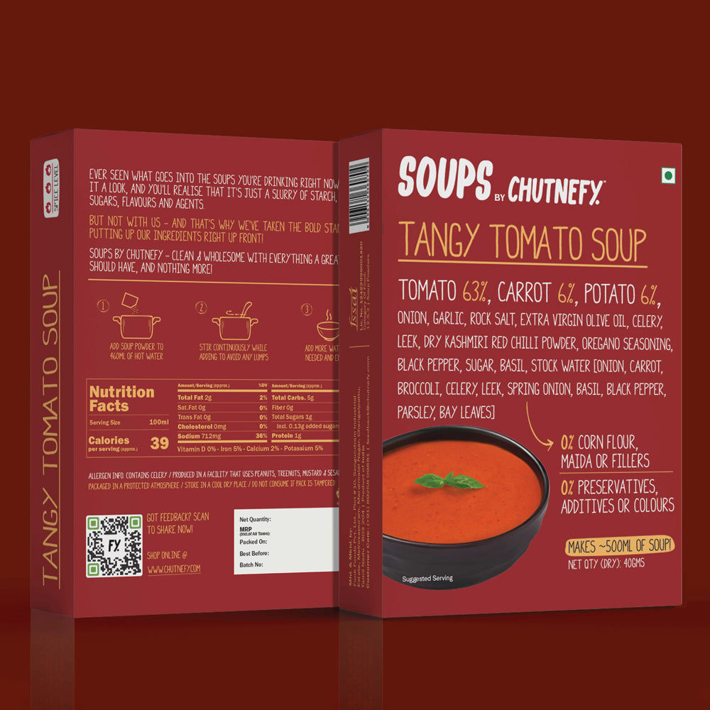 Tangy Tomato Soup (SPICY) | 10X More Veggies | Serves 4 | Zip-Lock Pack