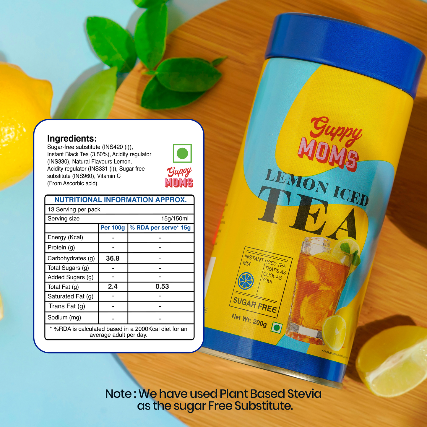 Zesty Lemon Iced Tea (Sugar-Free) | Refreshingly Tangy, Guilt-Free Hydration | 200g