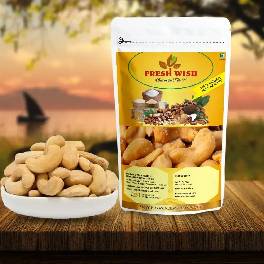 Fresh Wish Flavourful & Crunchy Snack Premium Salted Whole Cashew Nuts