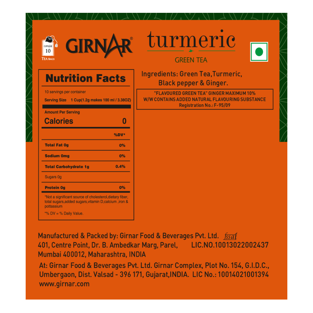 Girnar Green Tea Bags - Turmeric