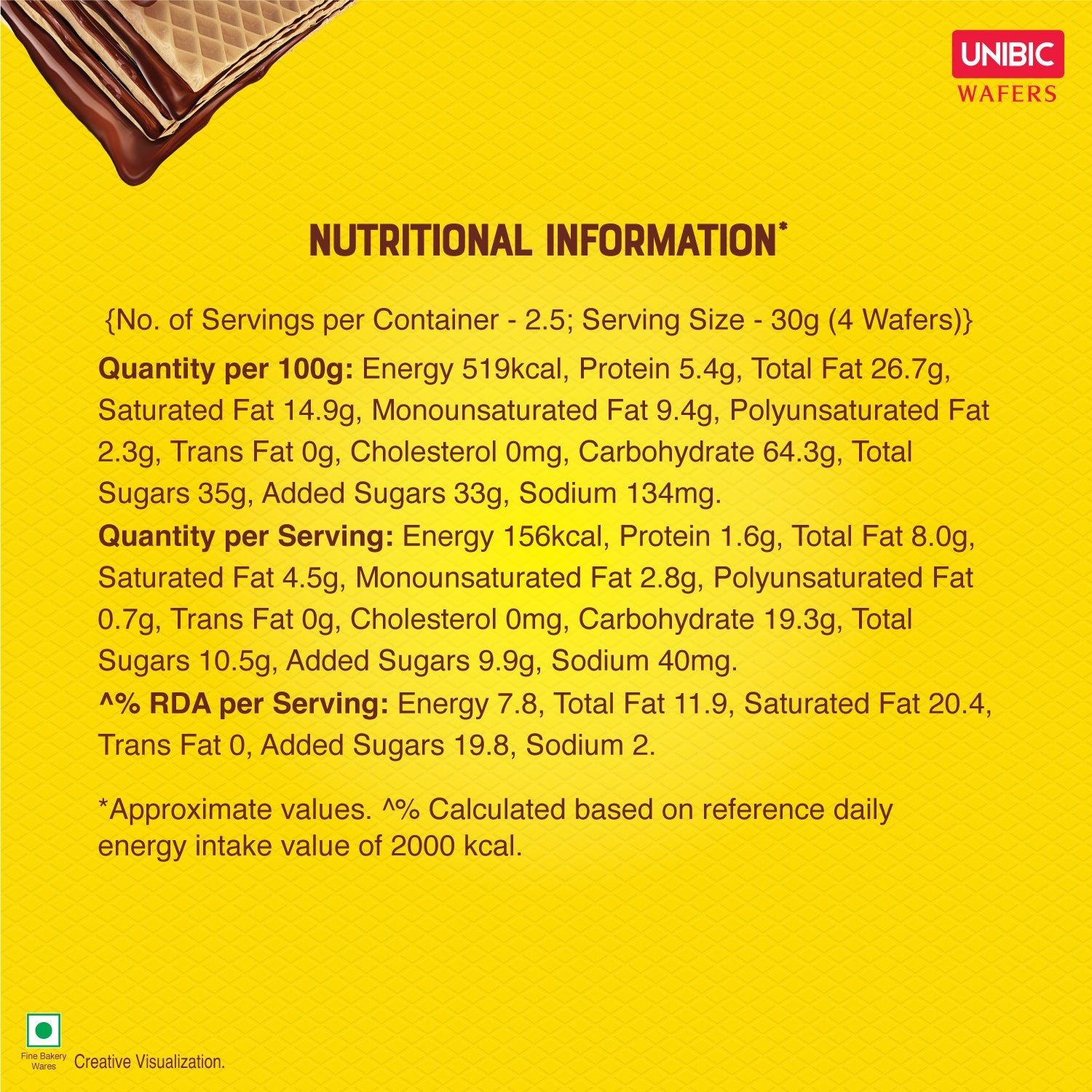 Unibic Rich Chocolate Wafers - 75gm