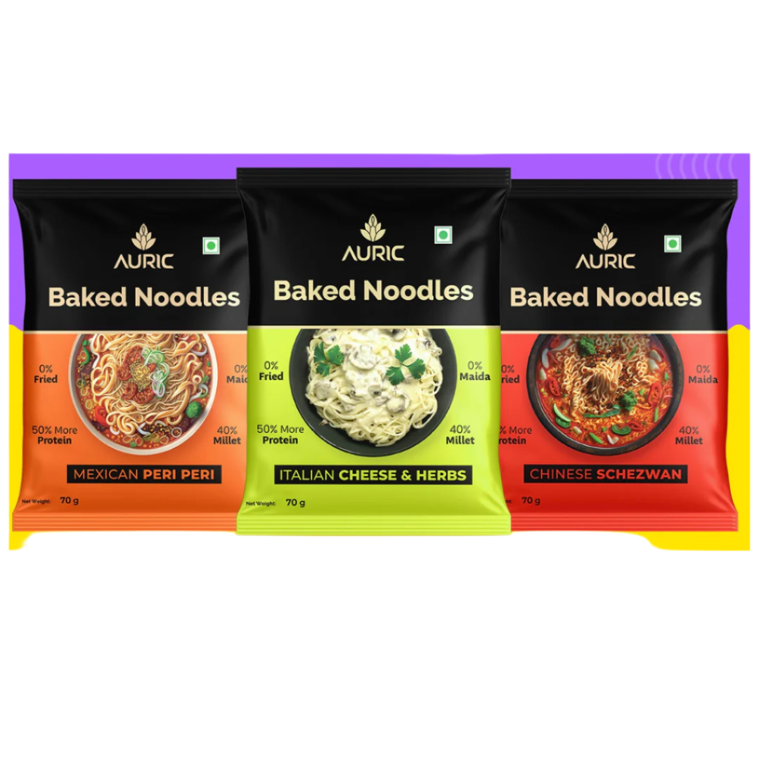 Auric Baked Noodles | Zero Oil No Maida | International Flavours