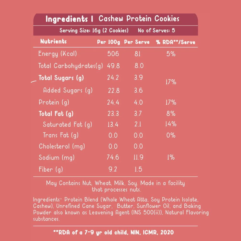 Cashew Protein Cookies Made with Whole Wheat Atta and Butter