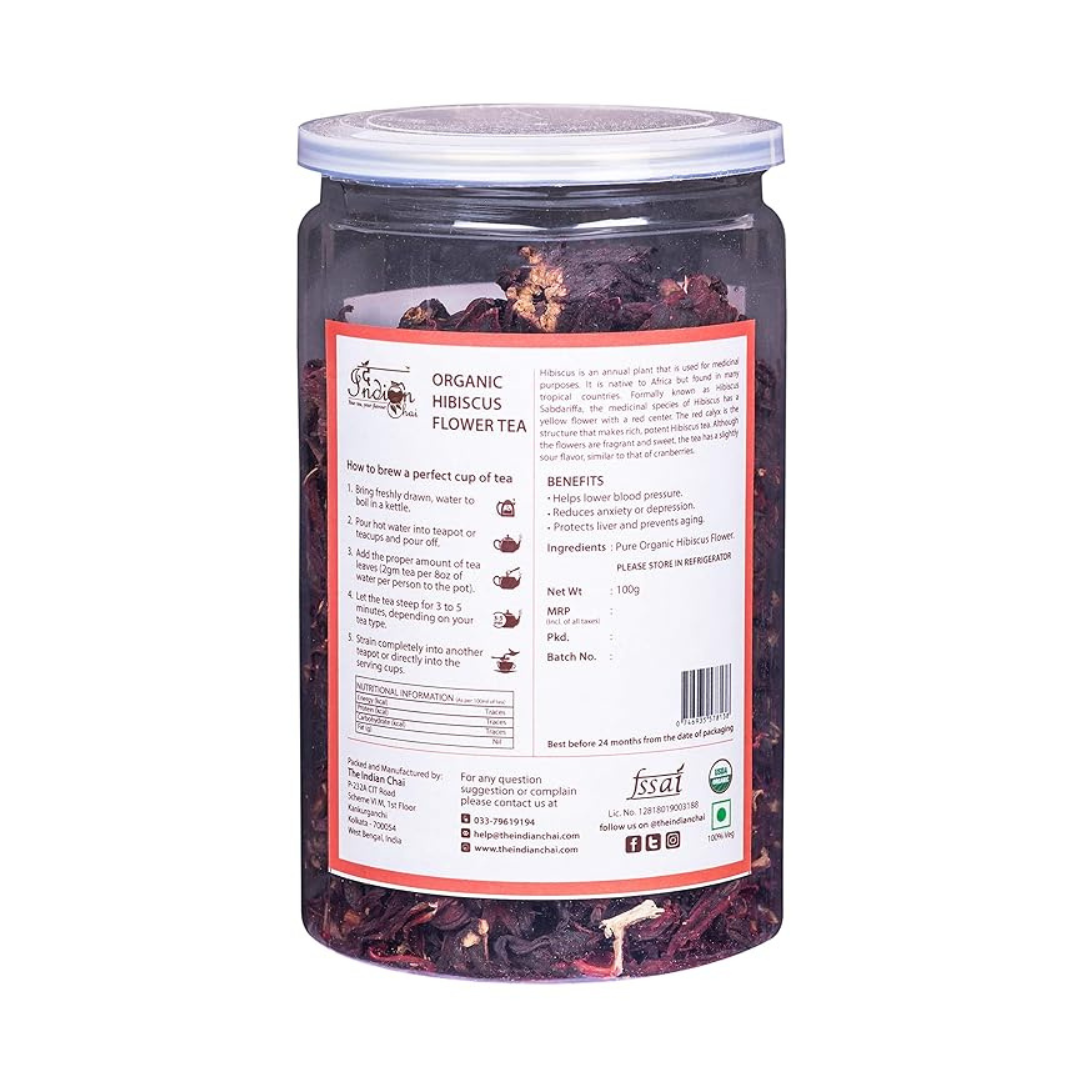 The Indian Chai - Organic Hibiscus Flower Tea - 100 gms - (Pack of 2)
