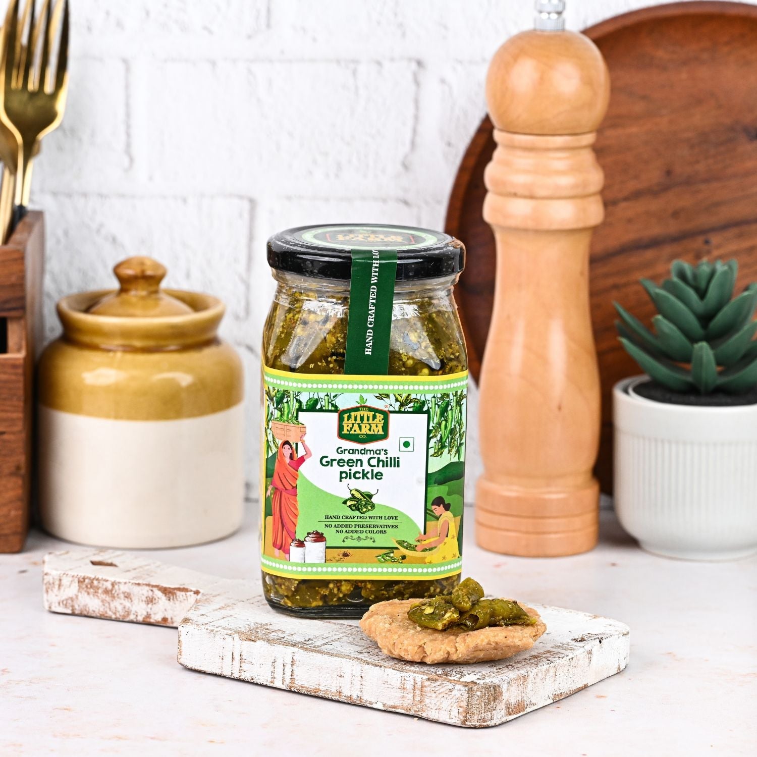 The Little Farm Co Green Chilli Pickle - Veeha Foods