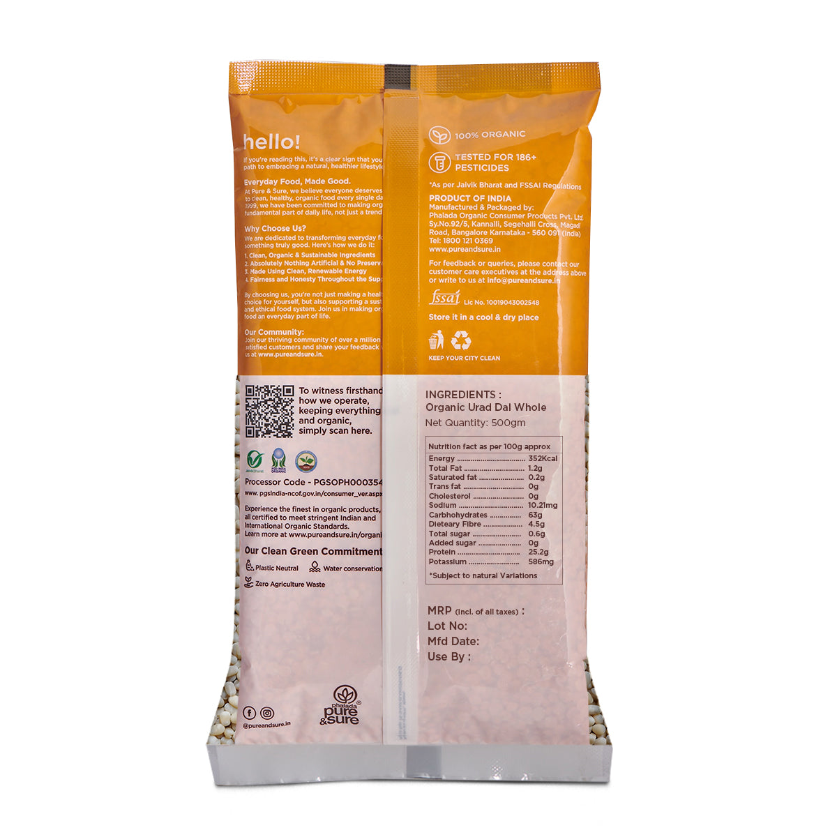 Organic White Urad Dal Whole-500g