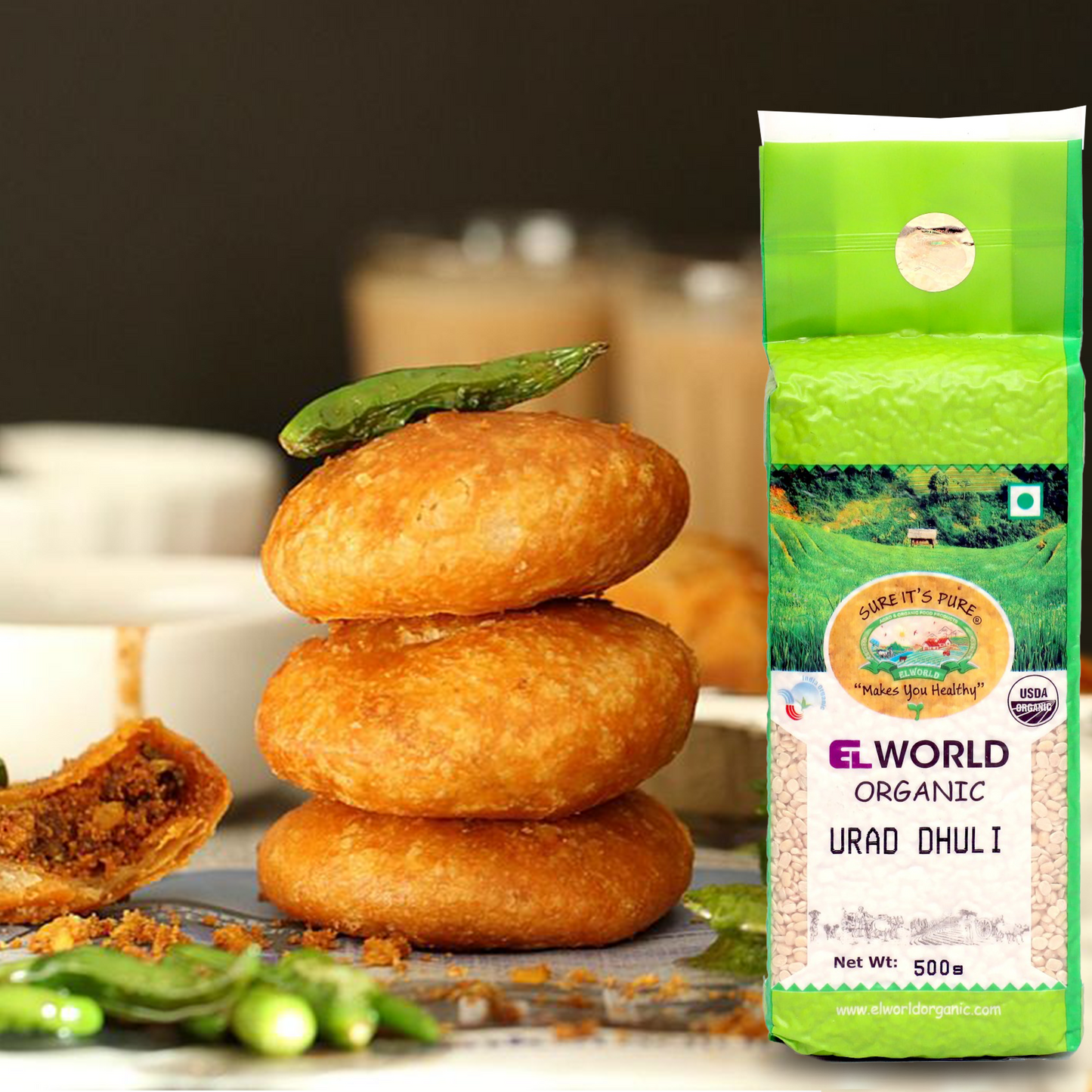 Elworld Agro & Organic Food Products Urad Split Washed