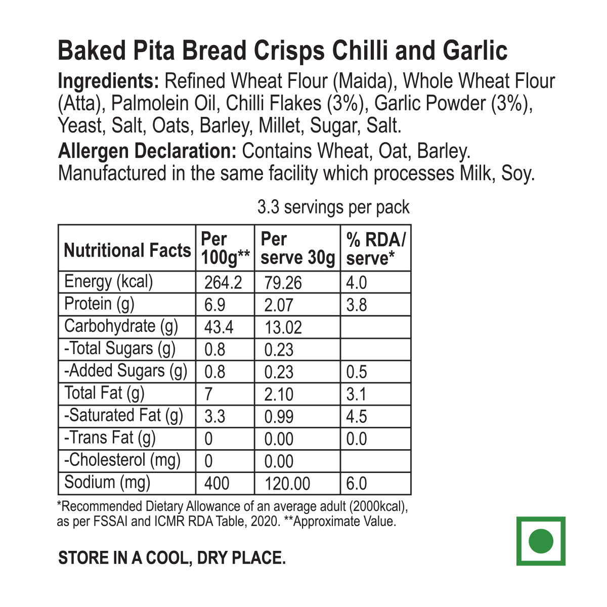 Baked Chilli Garlic Pita Bread Crisps