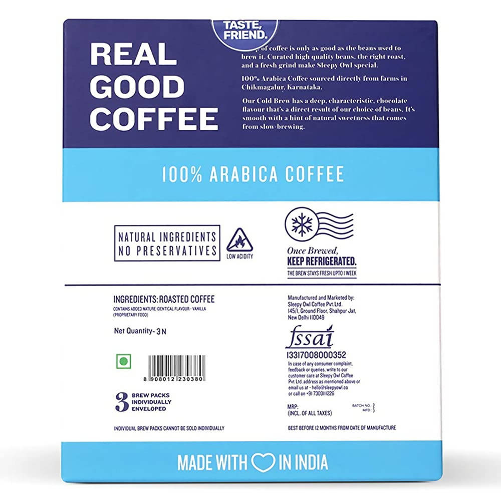 Sleepy Owl French Vanilla Cold Brew Coffee - Set of 3 Pack