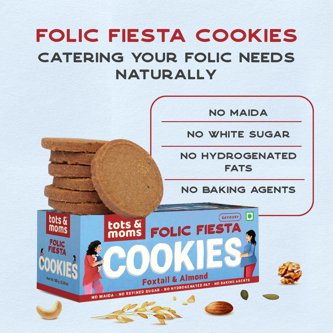 Folic Fiesta Cookies -  Foxtail Millet & Almond Cookies for Moms - 150g