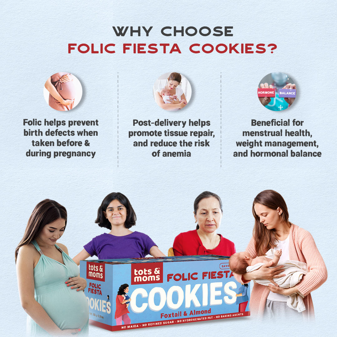 Folic Fiesta Cookies -  Foxtail Millet & Almond Cookies for Moms - 150g