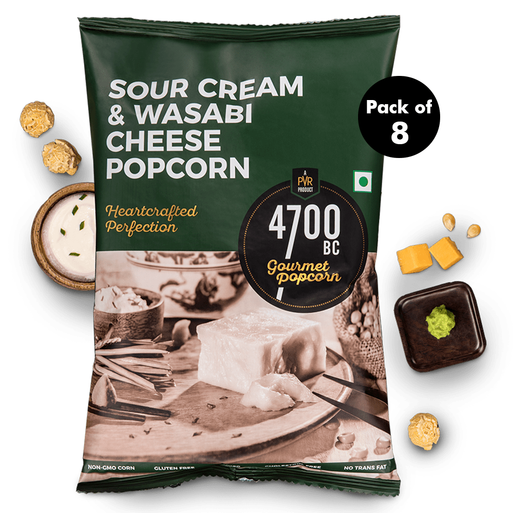 Sour Cream & Wasabi Cheese Popcorn, Pouch (Pack of 8, 75g)