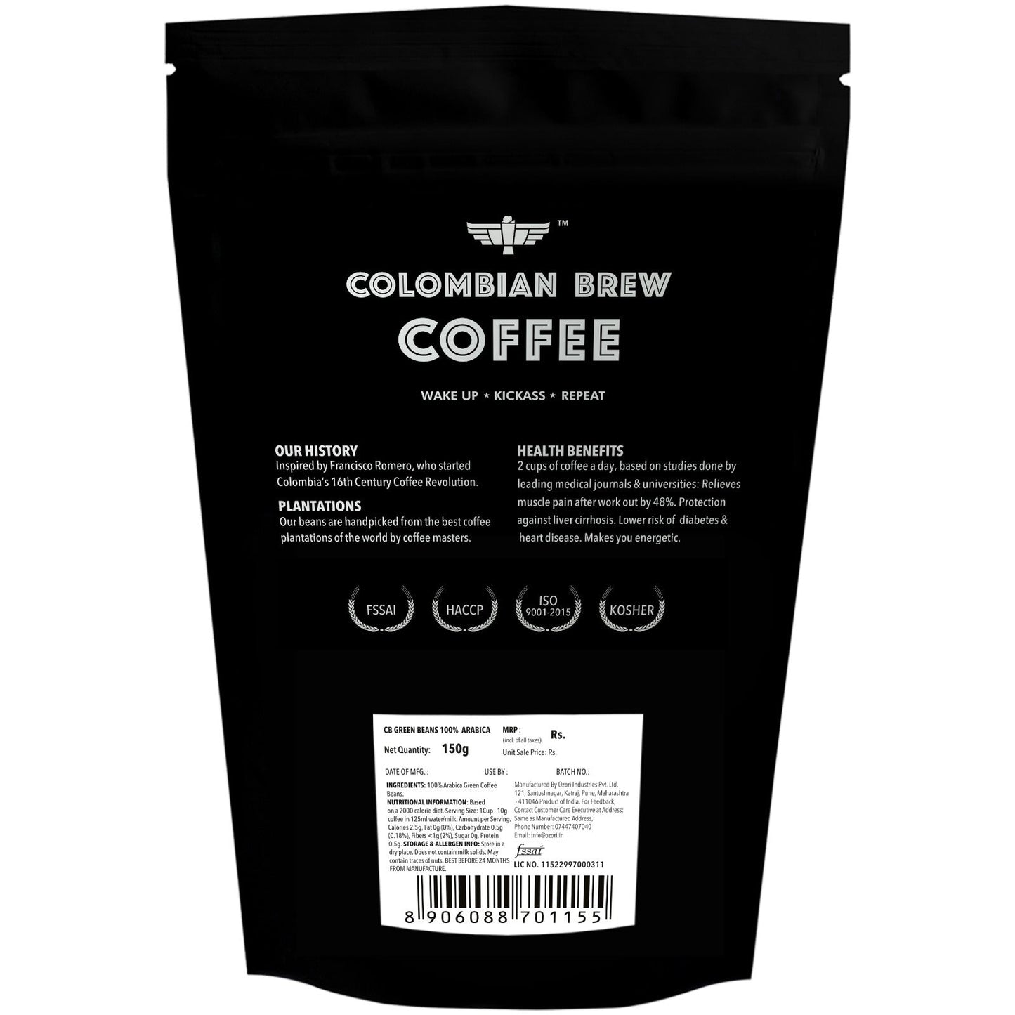 Colombian Brew  100% Arabica Green Coffee Beans for Weight Loss 150g