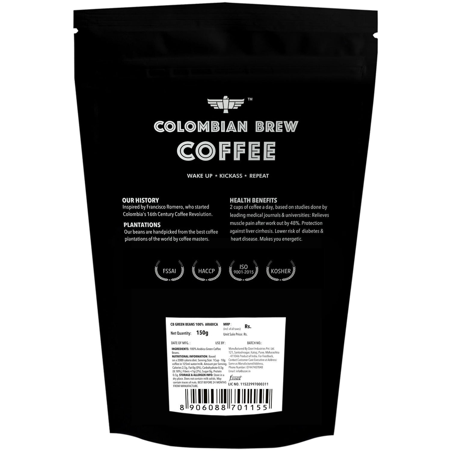 Colombian Brew  100% Arabica Green Coffee Beans for Weight Loss 150g