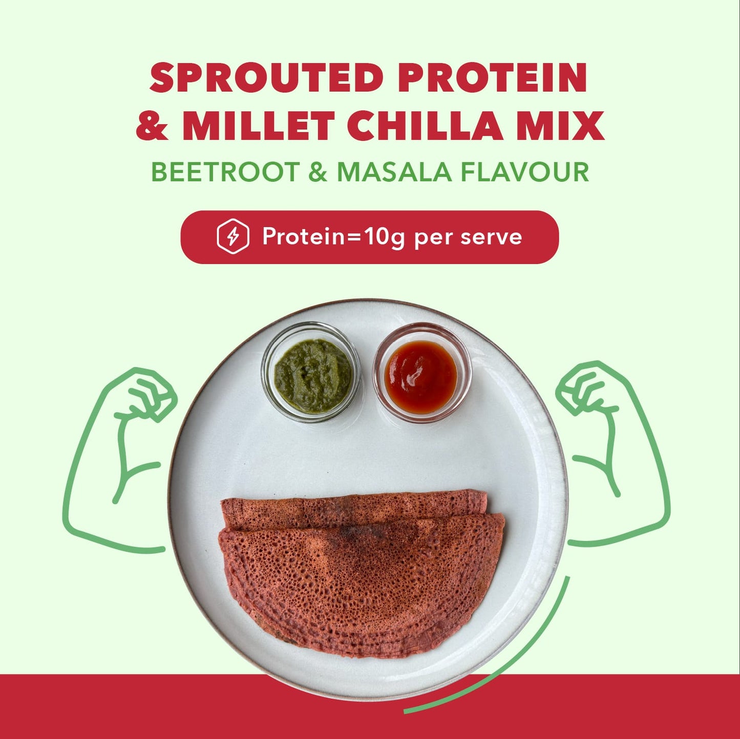 Sprouted Protein and Millet Chilla Mix - Beetroot & Masala Flavor