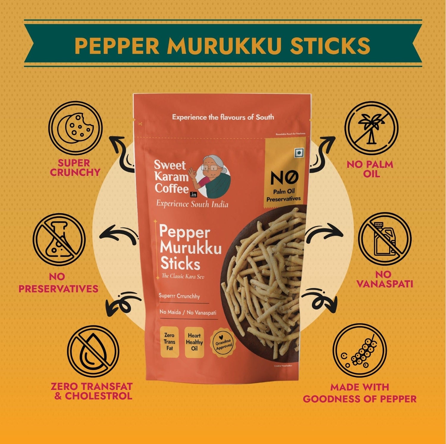 Pepper Murukku Sticks (Kara Sev)