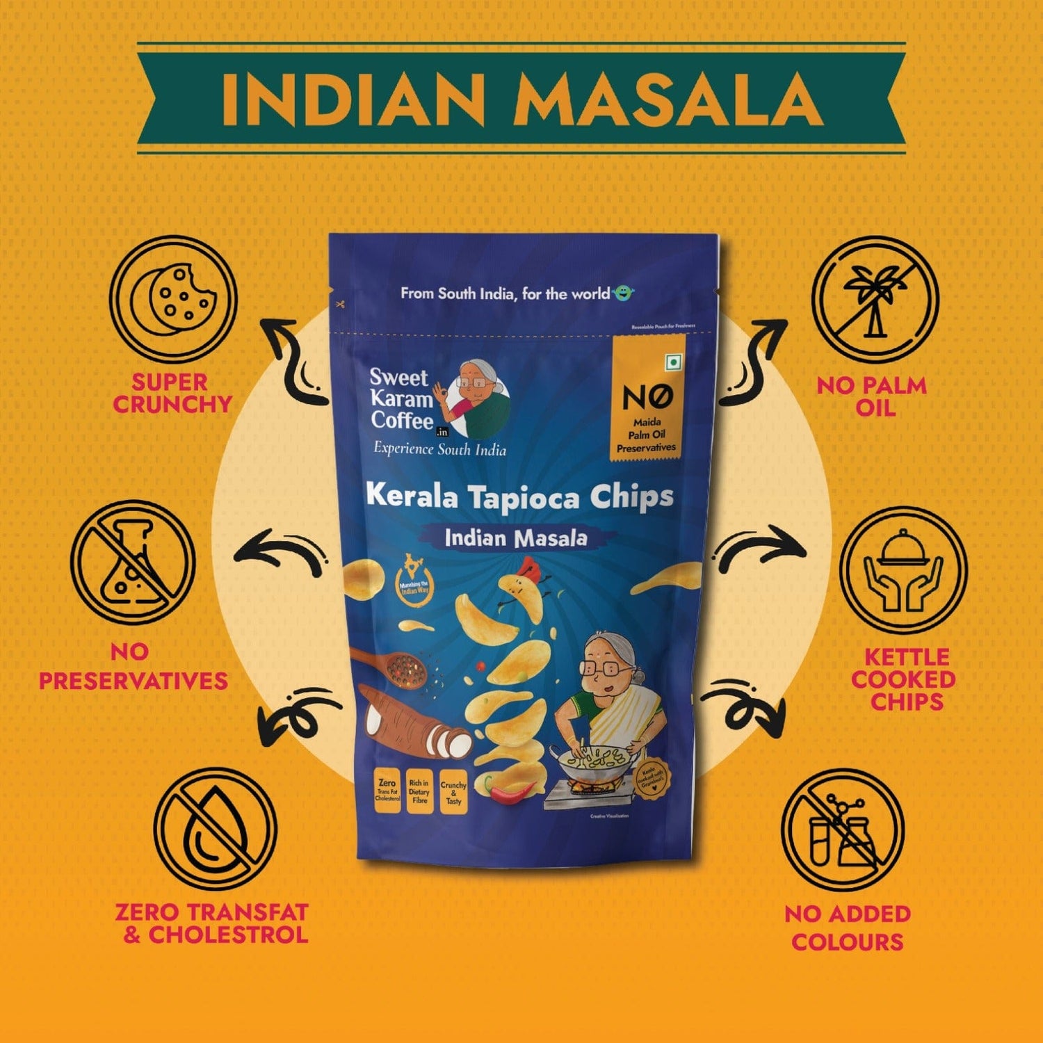 Kerala Tapioca (Kappa) Chips - Indian Masala