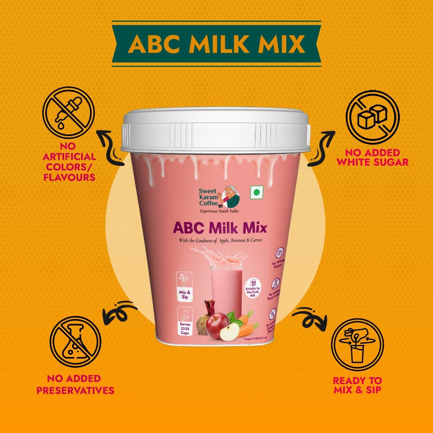 ABC (Apple, Beetroot, Carrot) Milk Mix