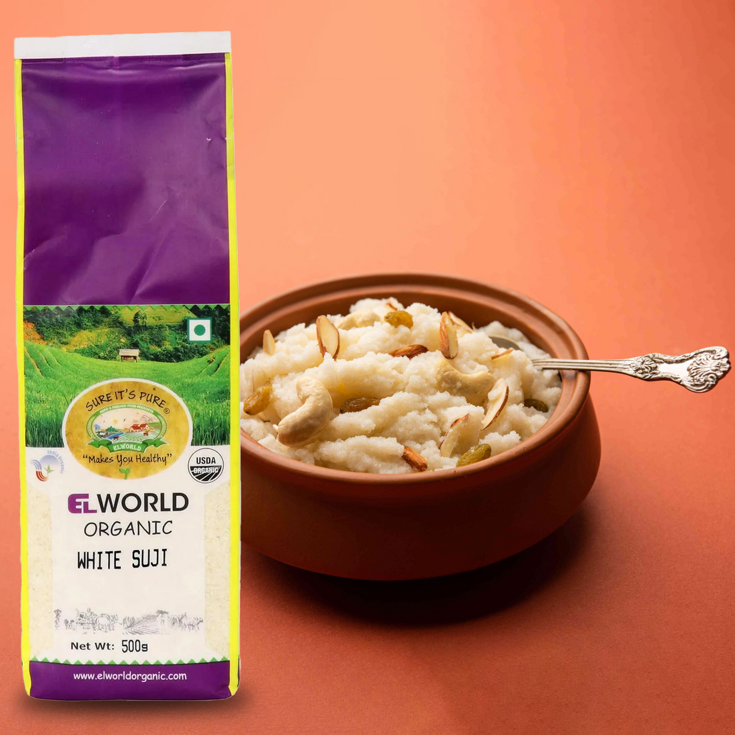 Elworld Agro & Organic Food Products White Suji 500 g