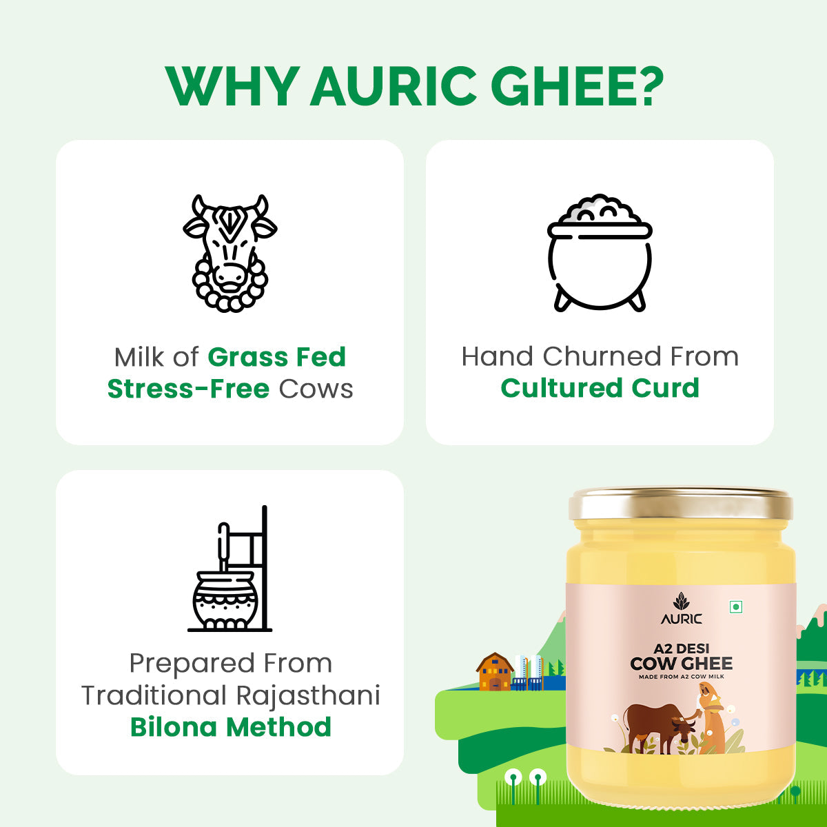 A2 Ghee, Bilona Ghee, Cow Ghee from The Land of Lord Krishna