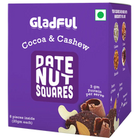 Gladful Date Nut Squares Cocoa and Cashew - 8 Bars