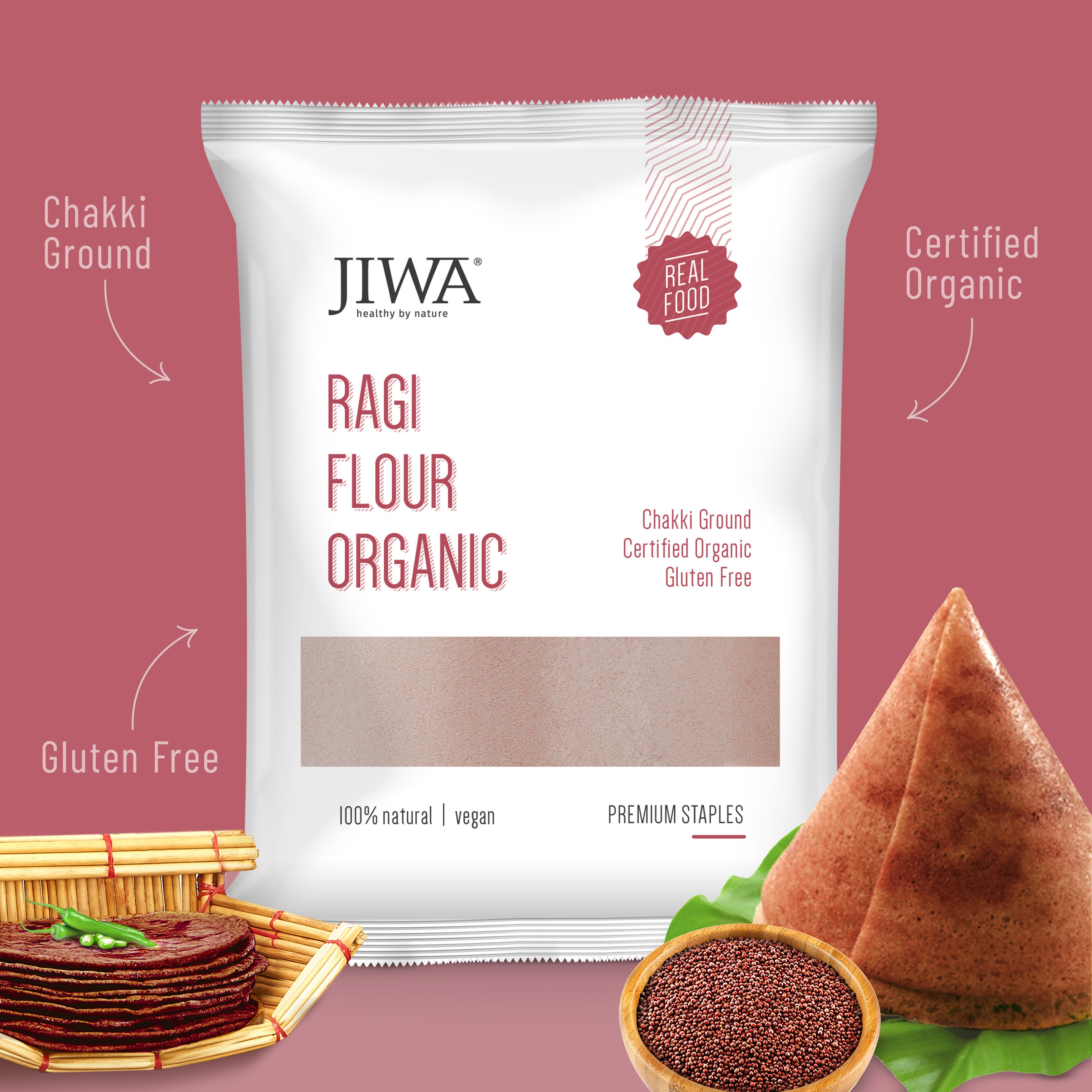 Jiwa Organic Ragi Flour - 1 kg - Veeha Foods