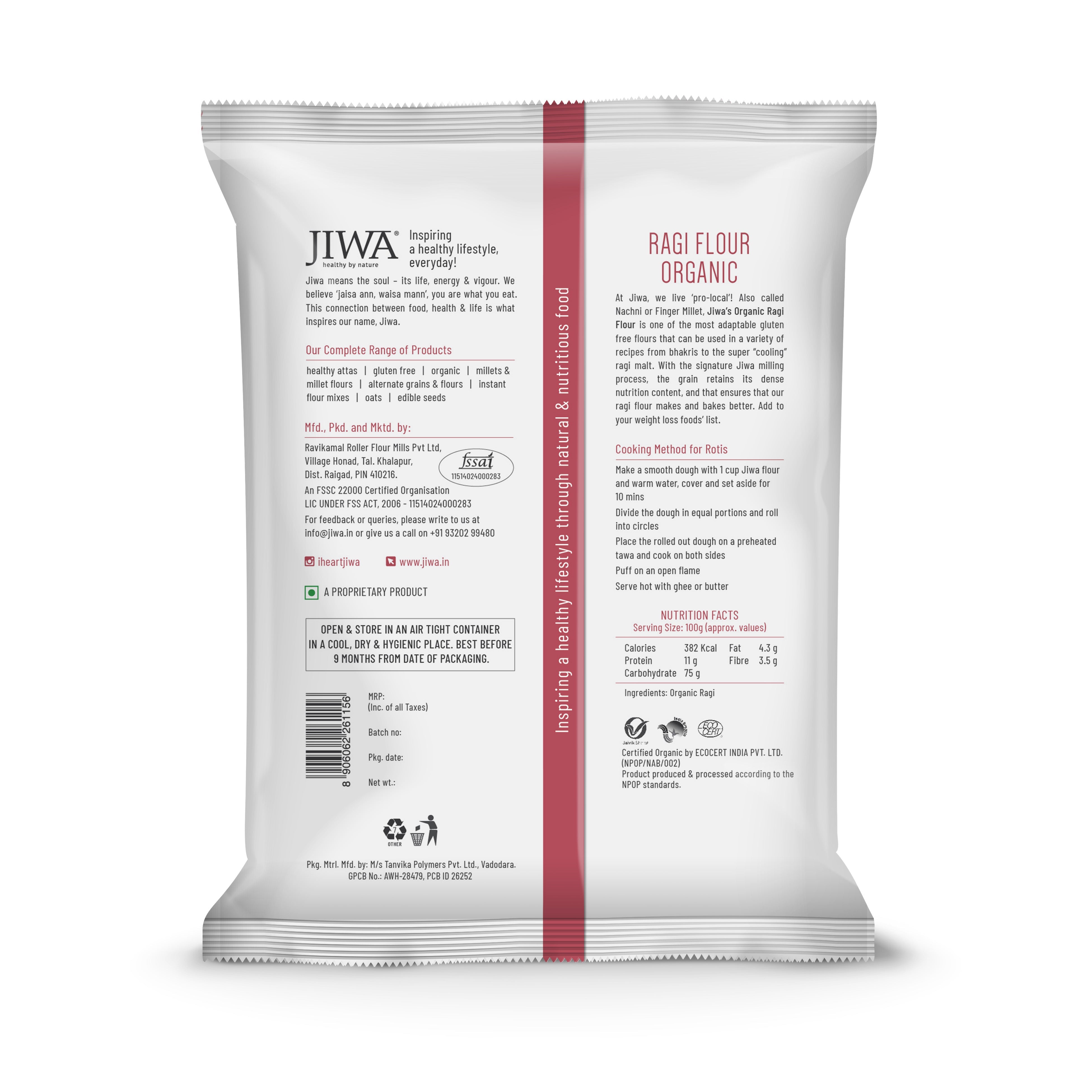 Organic Ragi Java Jiwa Organic Ragi Flour - 1 kg - Veeha Foods