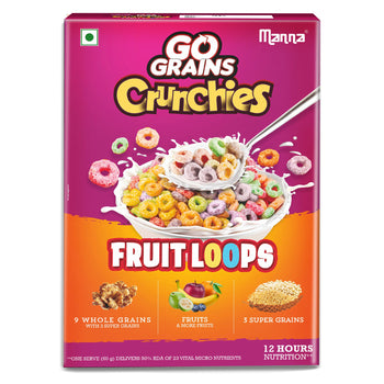 Manna Go Grains Crunchies Fruit Loops | Multigrain Breakfast Cereal for Kids - 250g