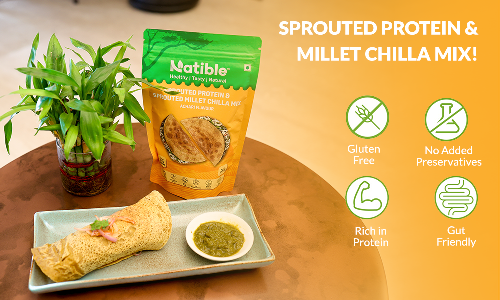 Sprouted Protein and Sprouted Millet Chilla Mix Combo- Achari Flavor