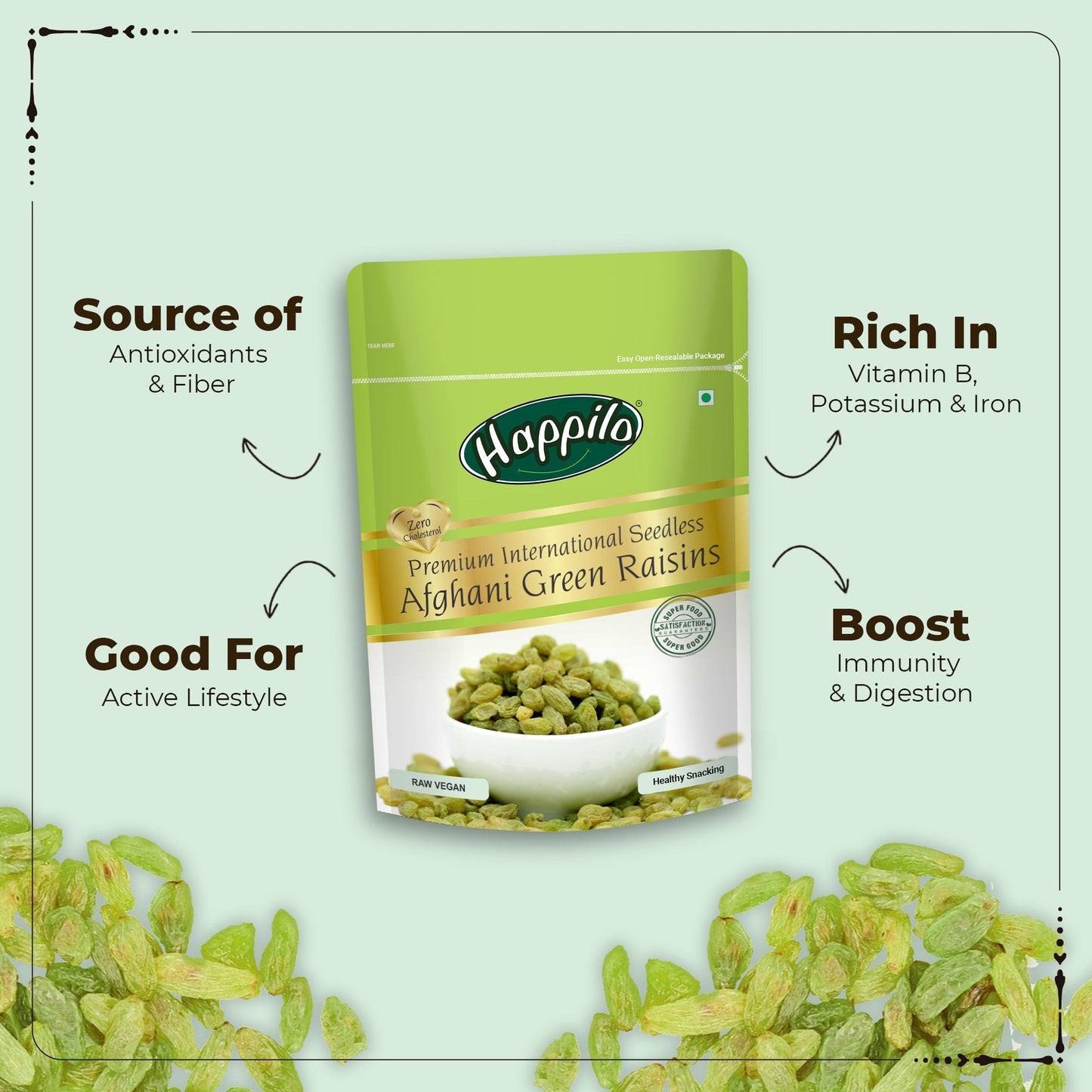 Happilo Premium seedless Afghani Green Raisins