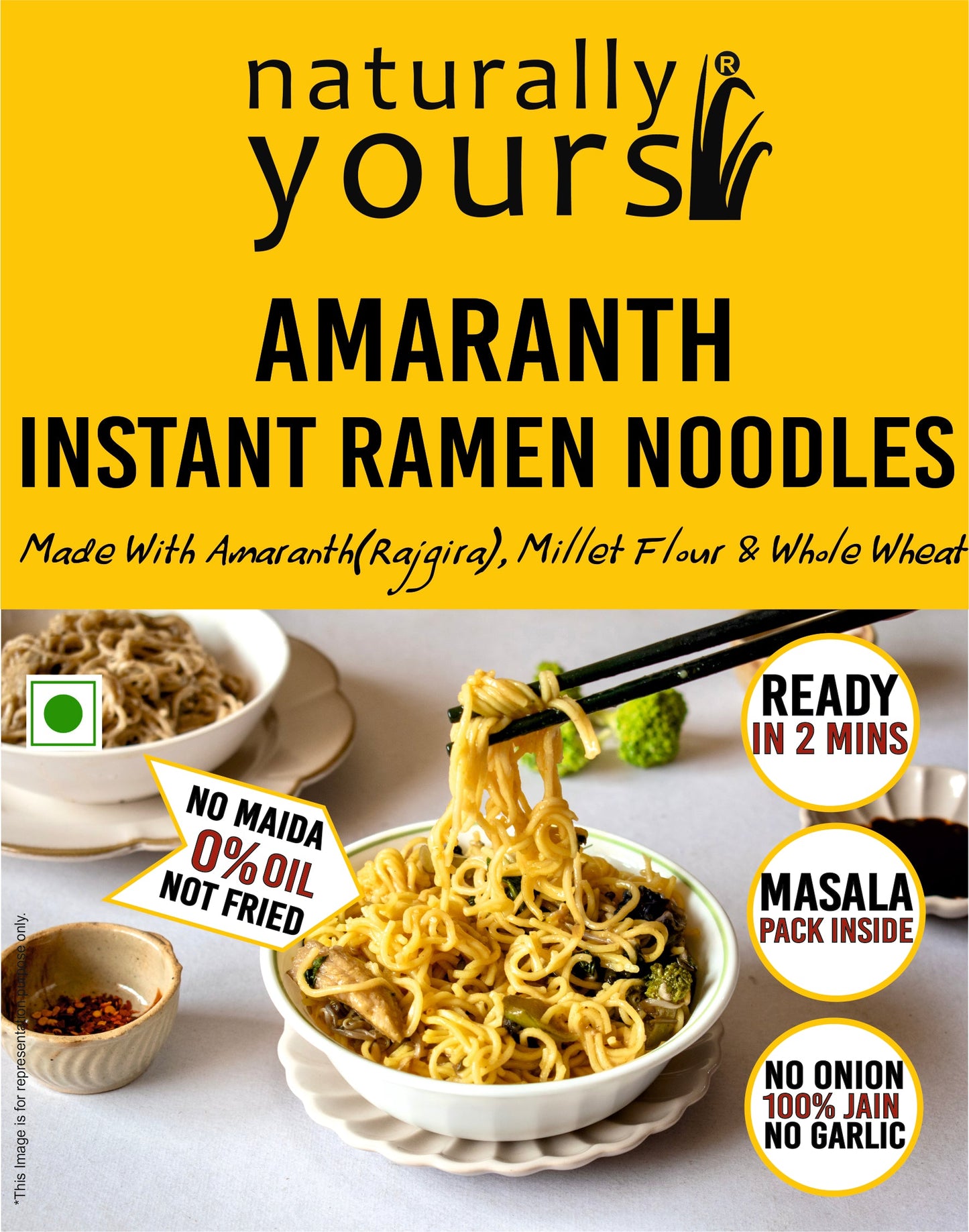 NEW LAUNCH: Amaranth Instant Ramen Noodles - Rich in Protein & Magnesium - Ready in 2 Mins - 175g