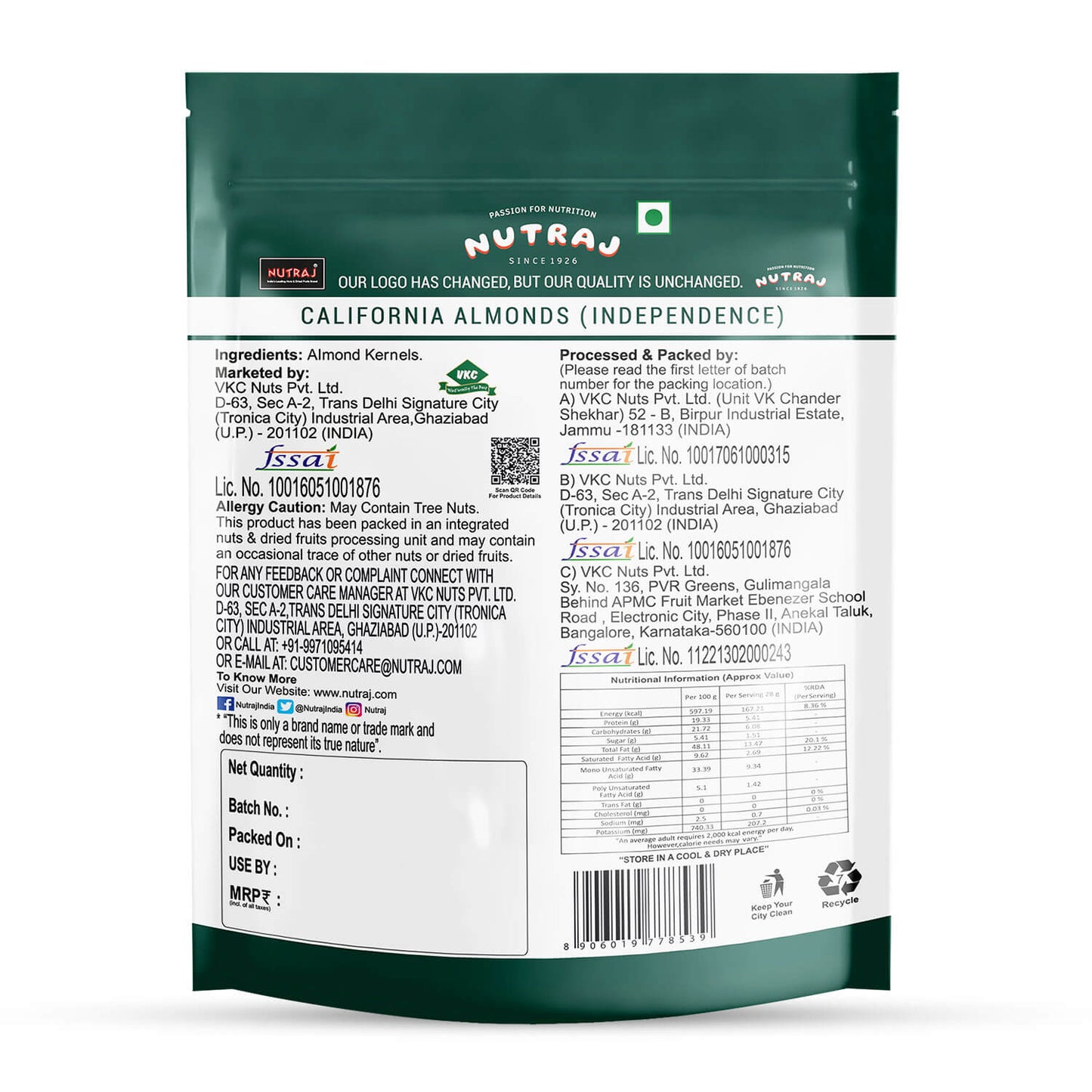 Nutraj Anymany Californian Almonds Badam 400gm