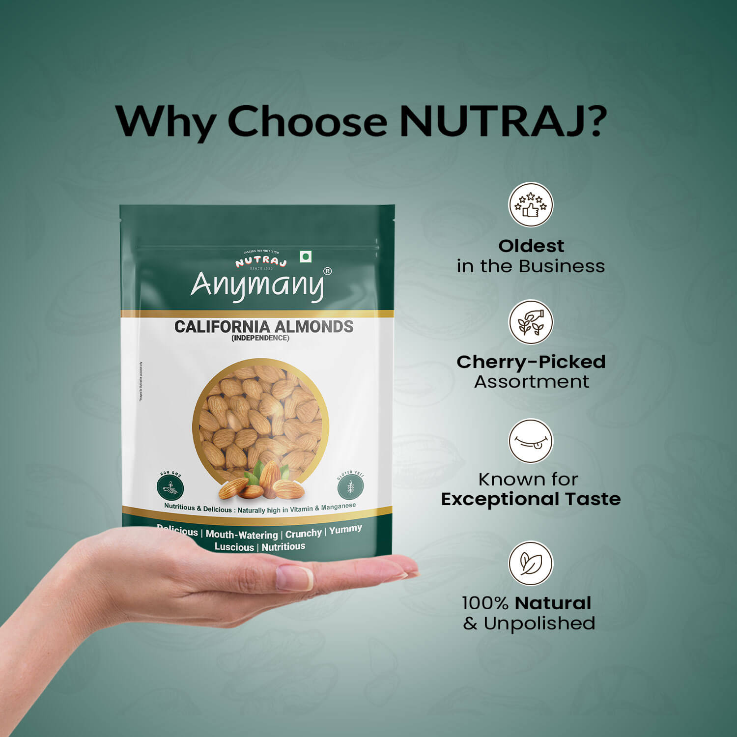 Nutraj Anymany Californian Almonds Badam 400gm