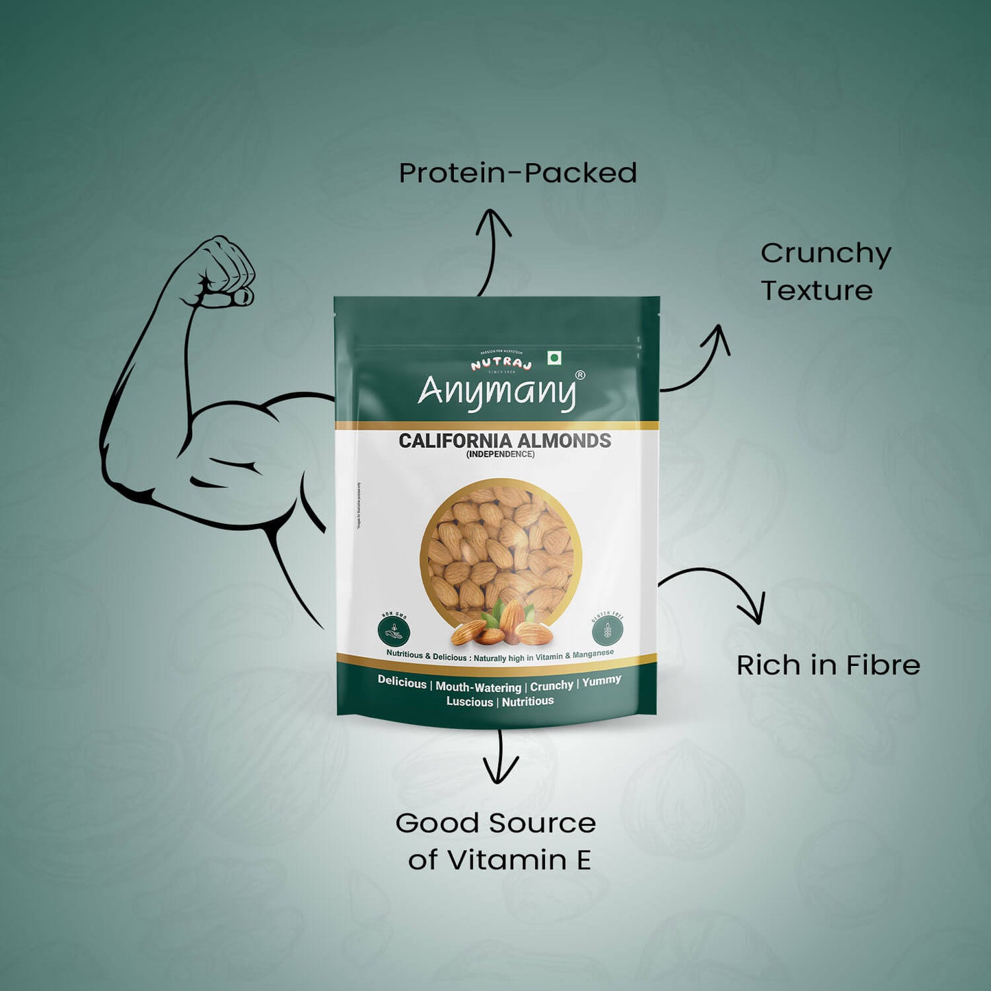 Nutraj Anymany Californian Almonds Badam 400gm