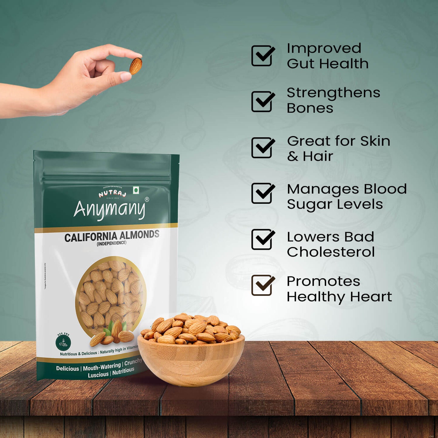 Nutraj Anymany Californian Almonds Badam 400gm