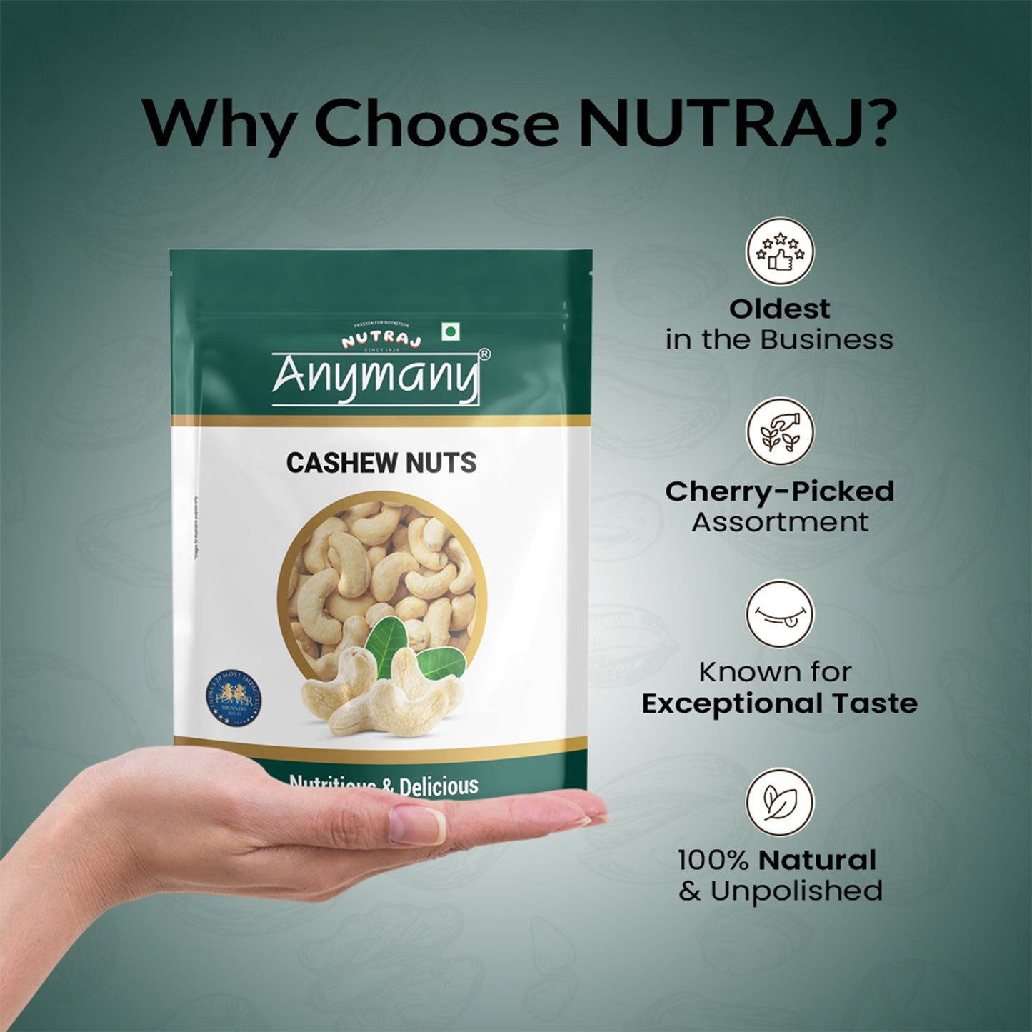 Nutraj Anymany Cashew Nuts 400gm (W450)