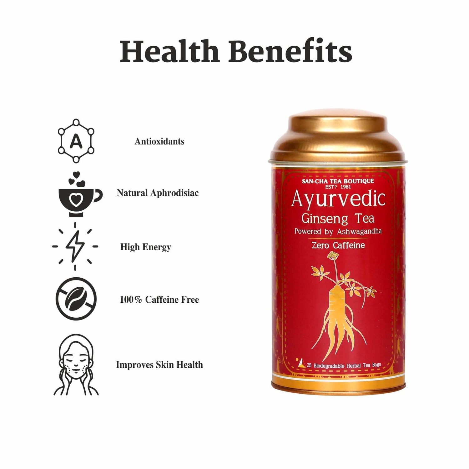 Ayurvedic Ginseng Caffeine Free Herbal Tea