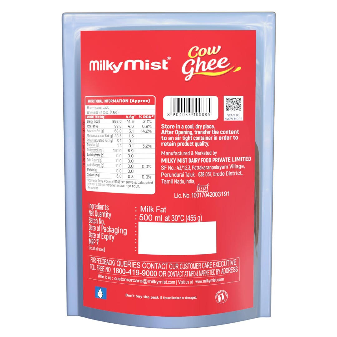 Milky Mist Cow Ghee Pouch - 500 gms