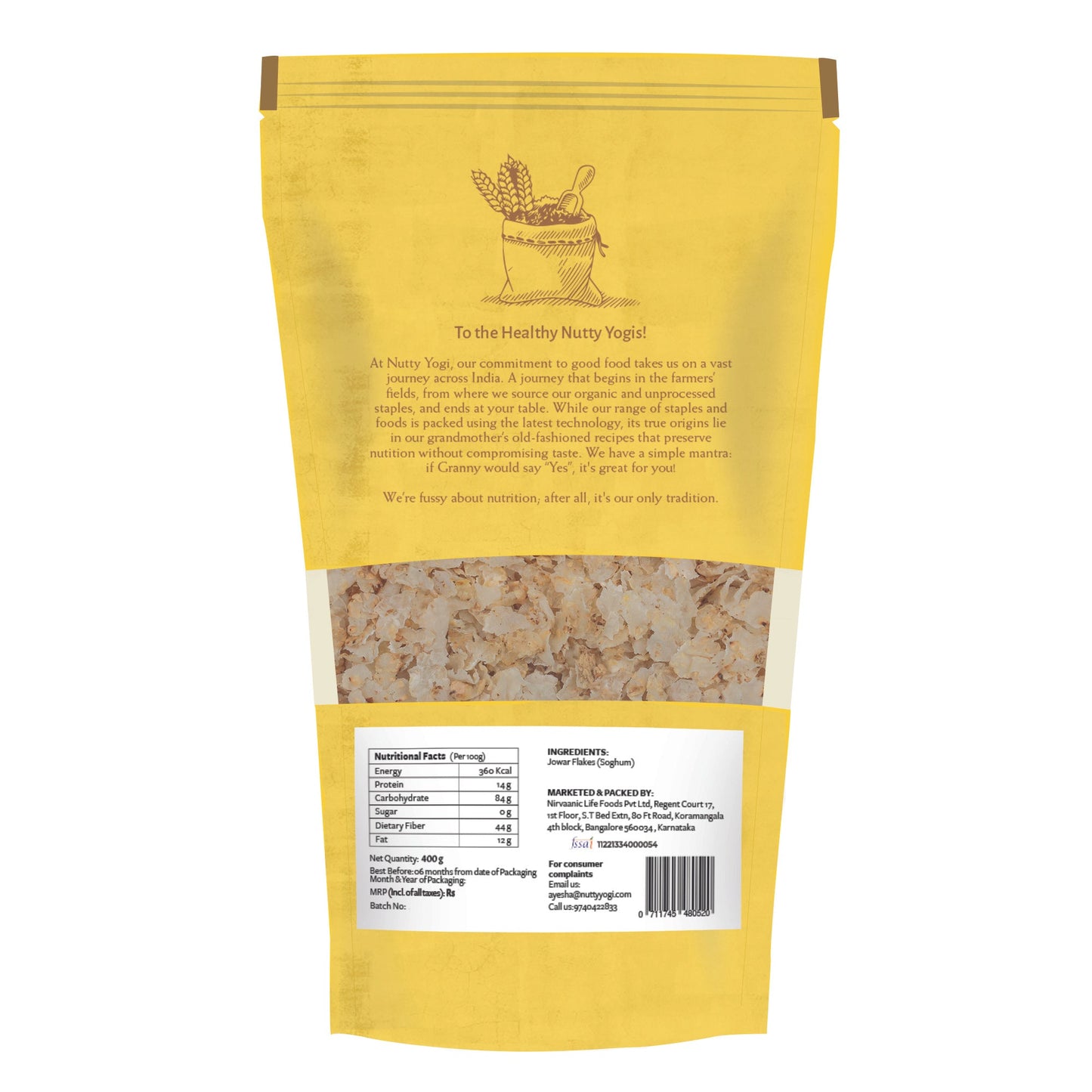 Nutty Yogi Sorghum - Jowar Flakes 400gm