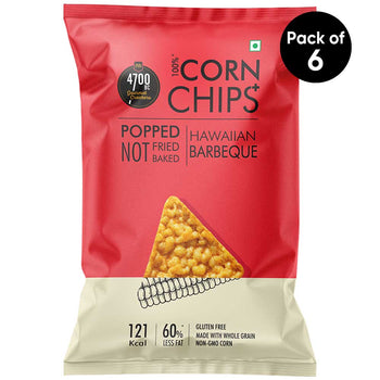 Chips+, Hawaiian Barbeque, Popped, 100% Corn-Based (Pack of 6, 55g)