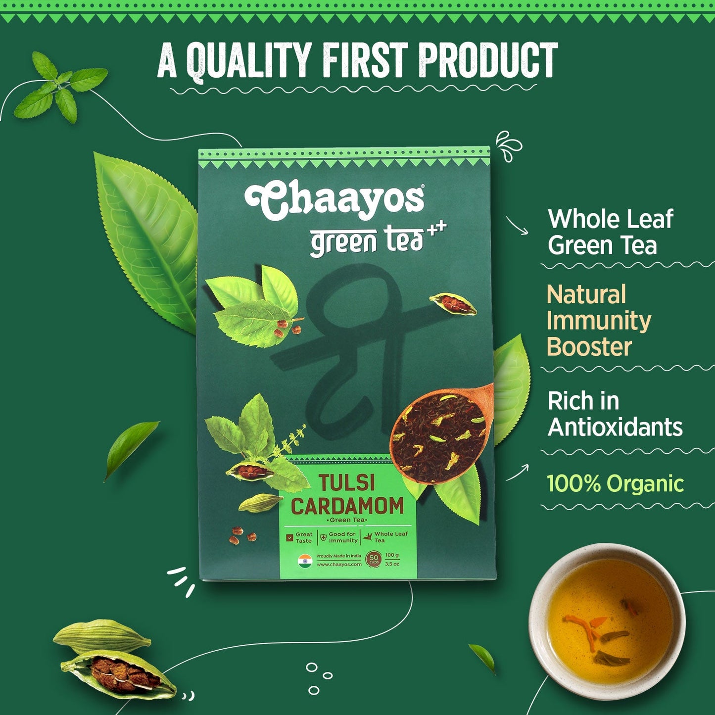 Tulsi Cardamom Green Tea - 100g