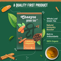 Chaayos Turmeric Cinnamon Green Tea | Turmeric Cinnamon Tea | Whole Leaf Loose Tea | Immunity Boosting - 100g [50 Cups]