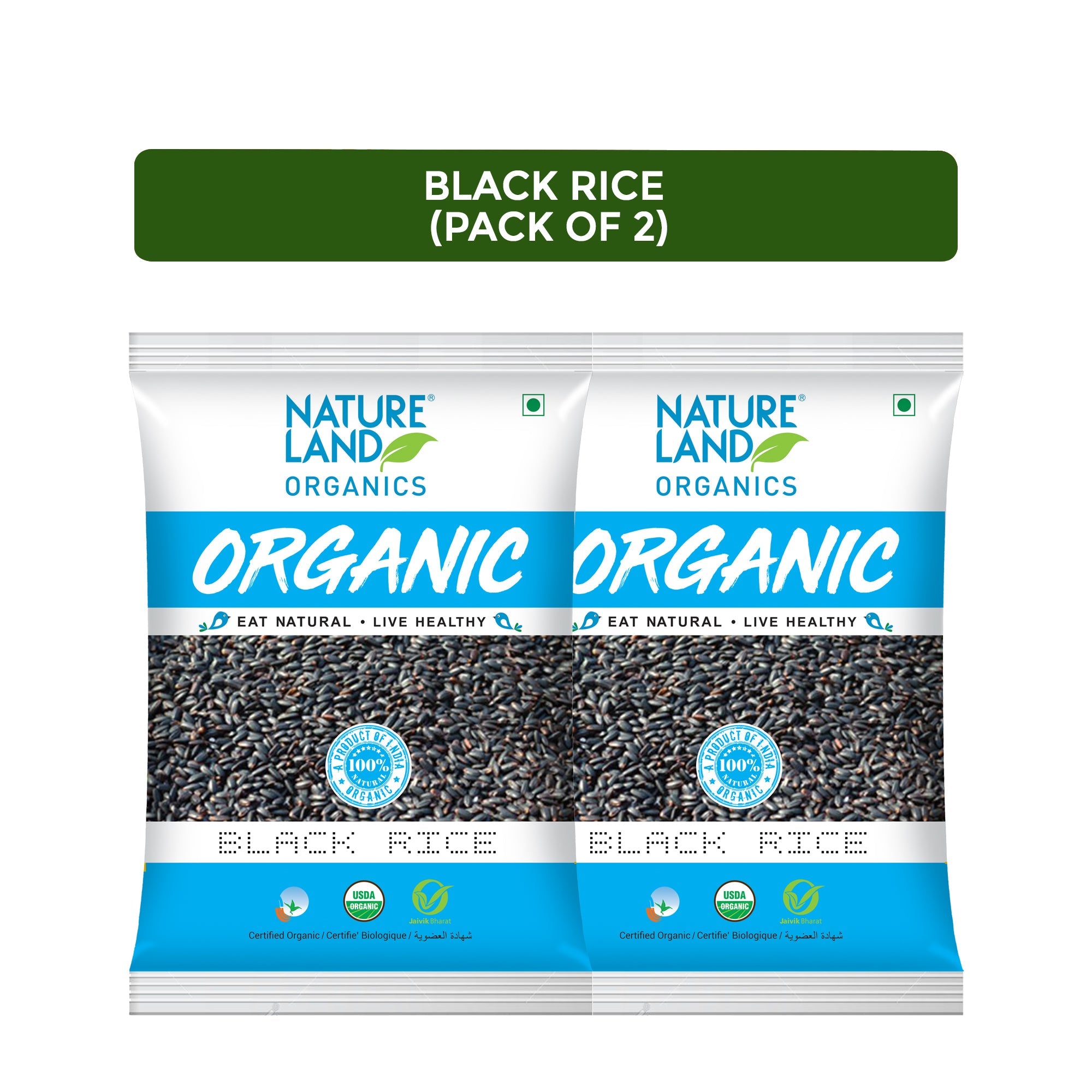 Natureland Organic Black Rice - 500 gms (Pack of 2) - Veeha Foods