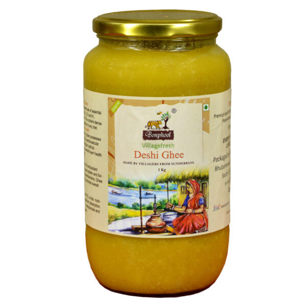 BONPHOOL DESI A2 COW GHEE 1000 ML - LAB TESTED-INDICUS COWS -GLASS JAR