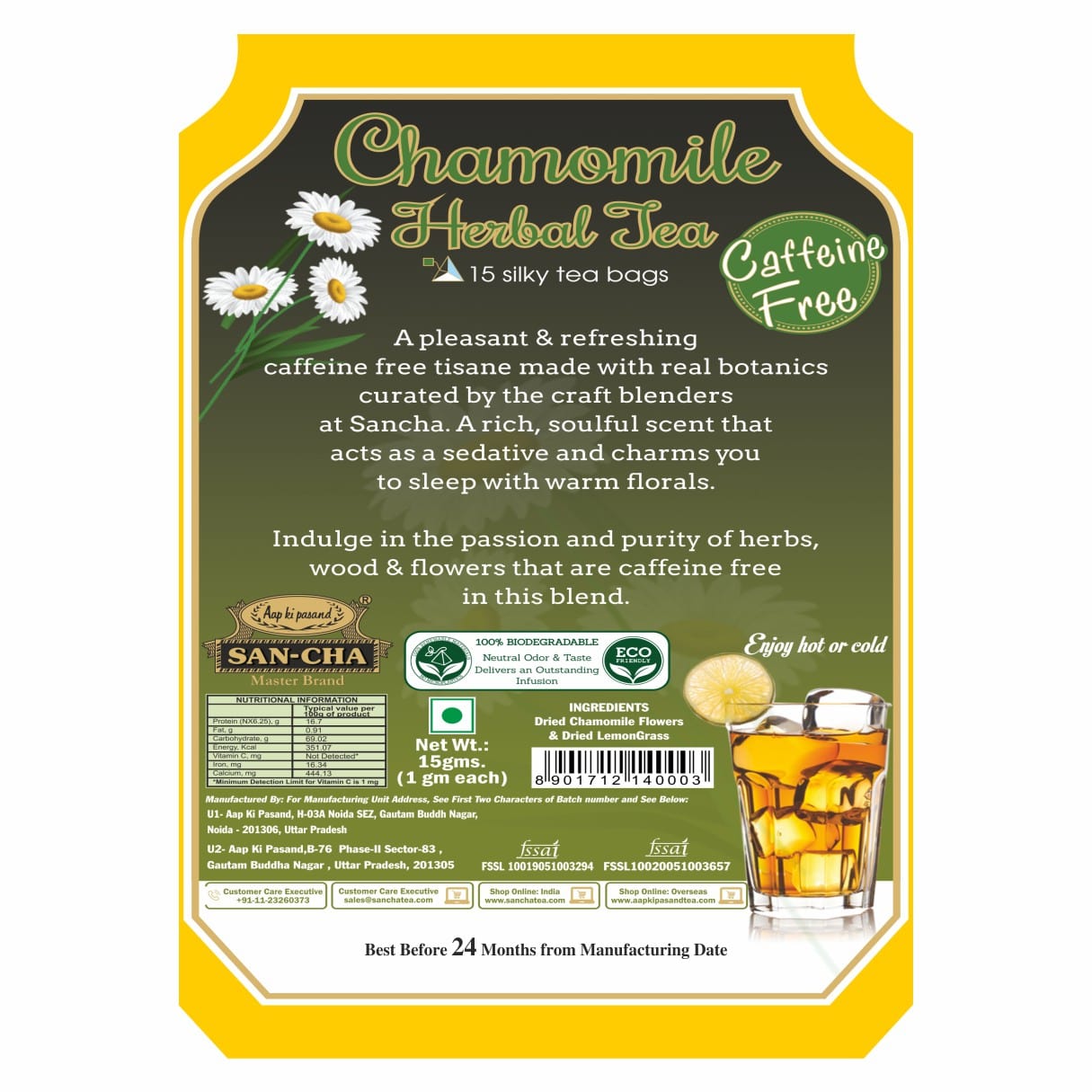 Chamomile Herbal Tea Bags