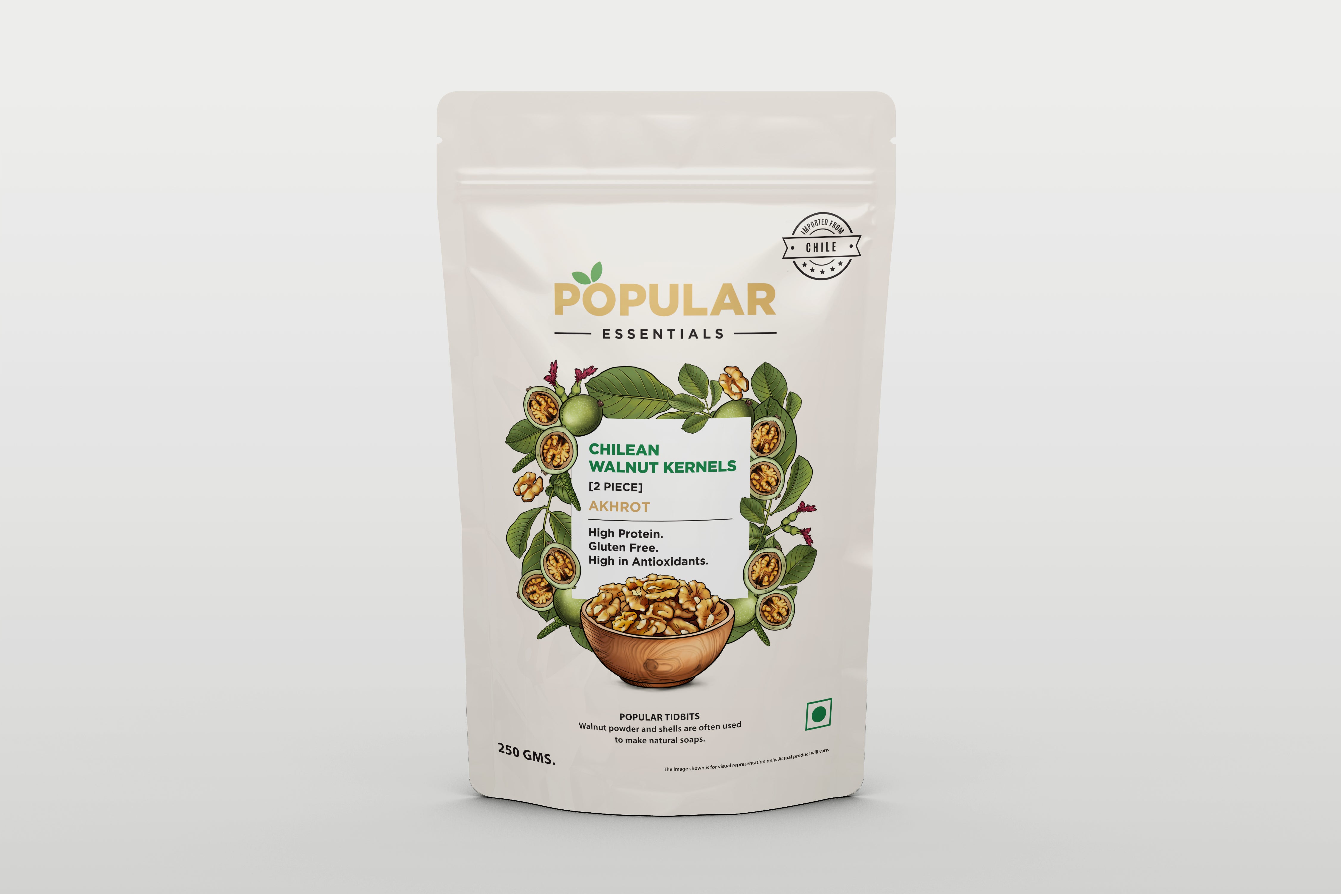 Popular Foods Essentials Walnut Kernels - 250 gms - Veeha Foods